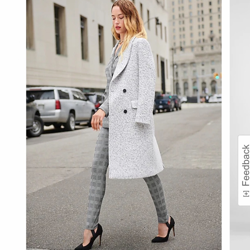 Express Wool-Blend Boucle Double Breasted Coat